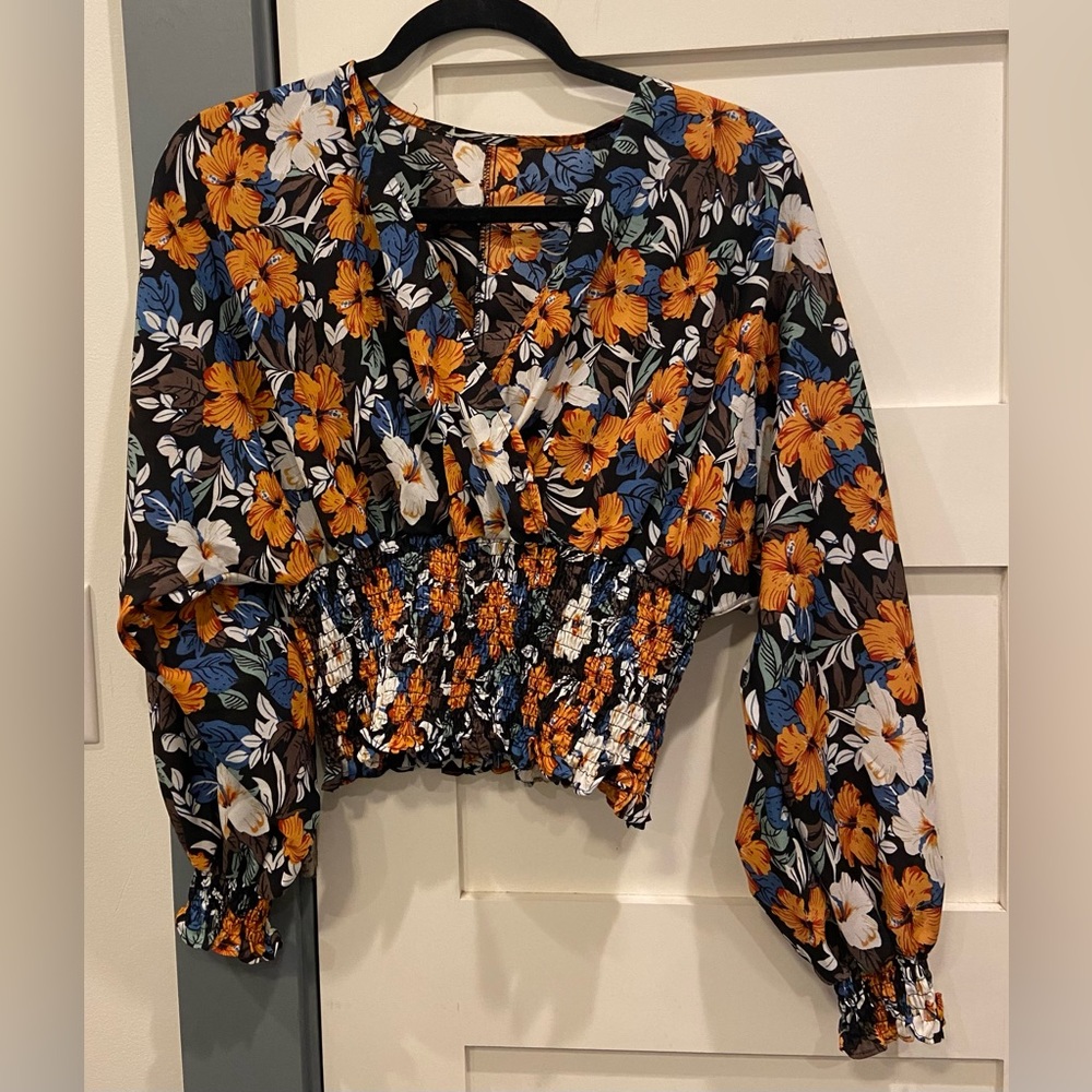 Multi color, floral, ruffled crop top